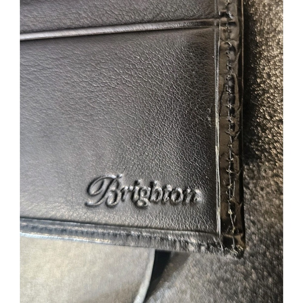 Brighton Croc Embossed Leather Crossbody Travel The World Organizer‎ Black - Picture 5 of 9